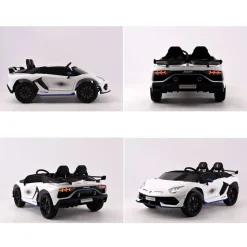 ES-Toys Kinder Elektroauto Lamborghini Aventador SVJ Xago EVA-Reifen Zweisitzer weiß