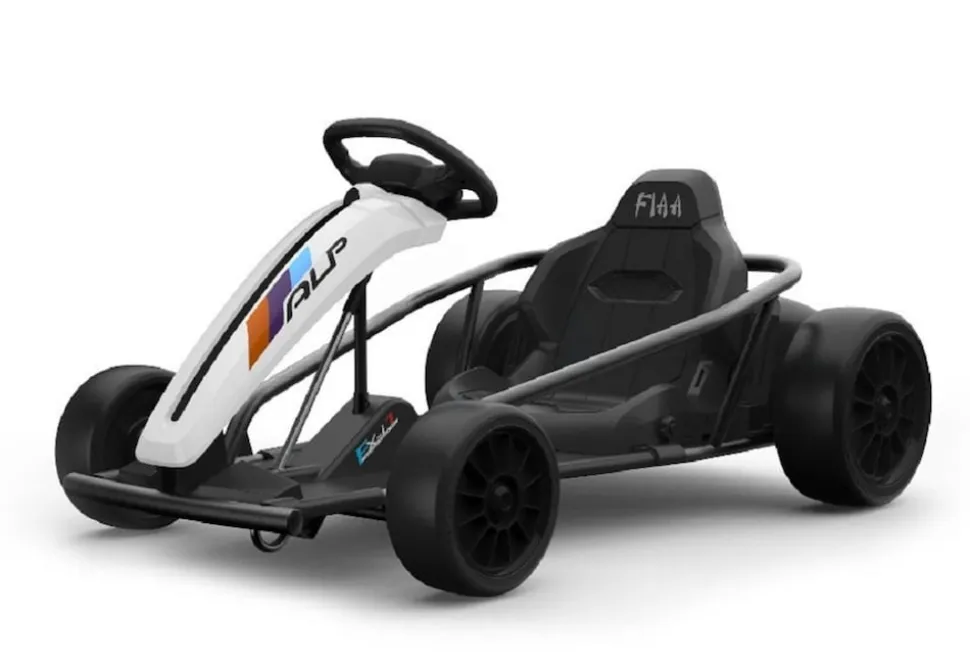 ES-Toys Kinder Elektro Gokart FXI1, weiß, E-Gokart mit Driftfunktion, 5-10km/h