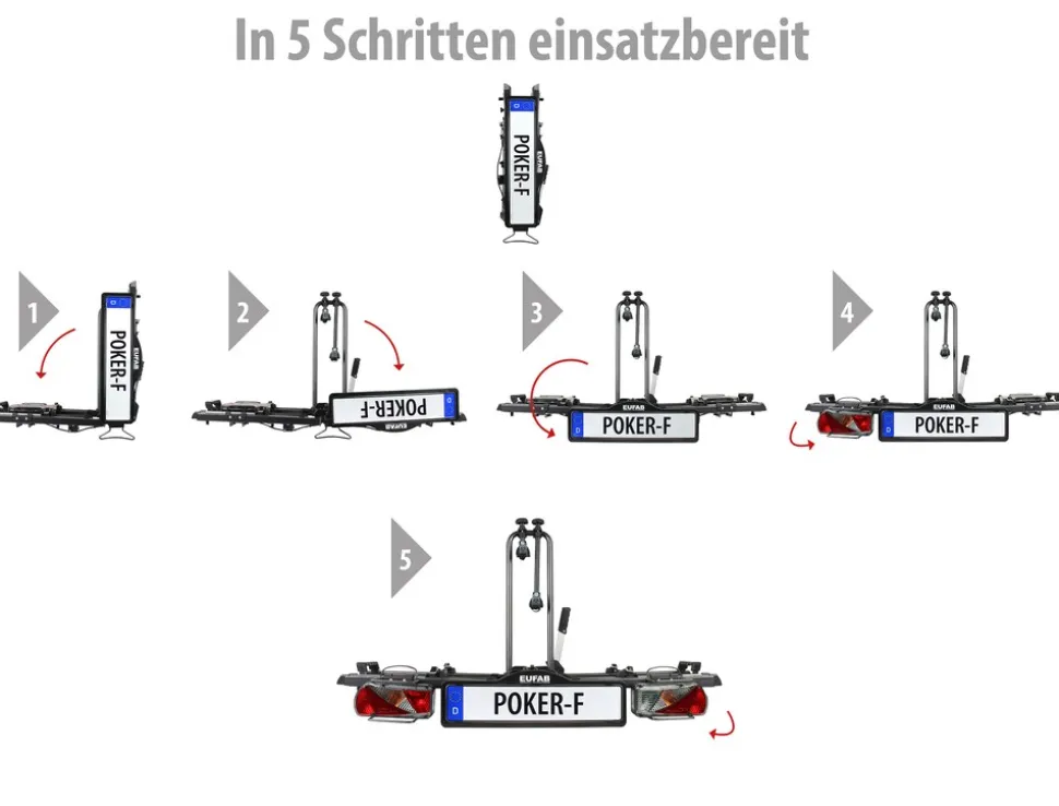 Eufab Fahrradträger POKER-F für 2 Fahrräder Fahrradheckträger für Anhängerkupplung