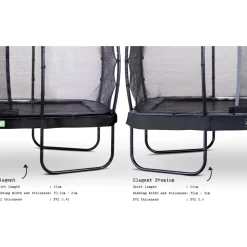 EXIT Elegant Premium Rect. 214x366 (7x12ft) + Sicherheitsnetz Deluxe RECHTECKIG schwarz