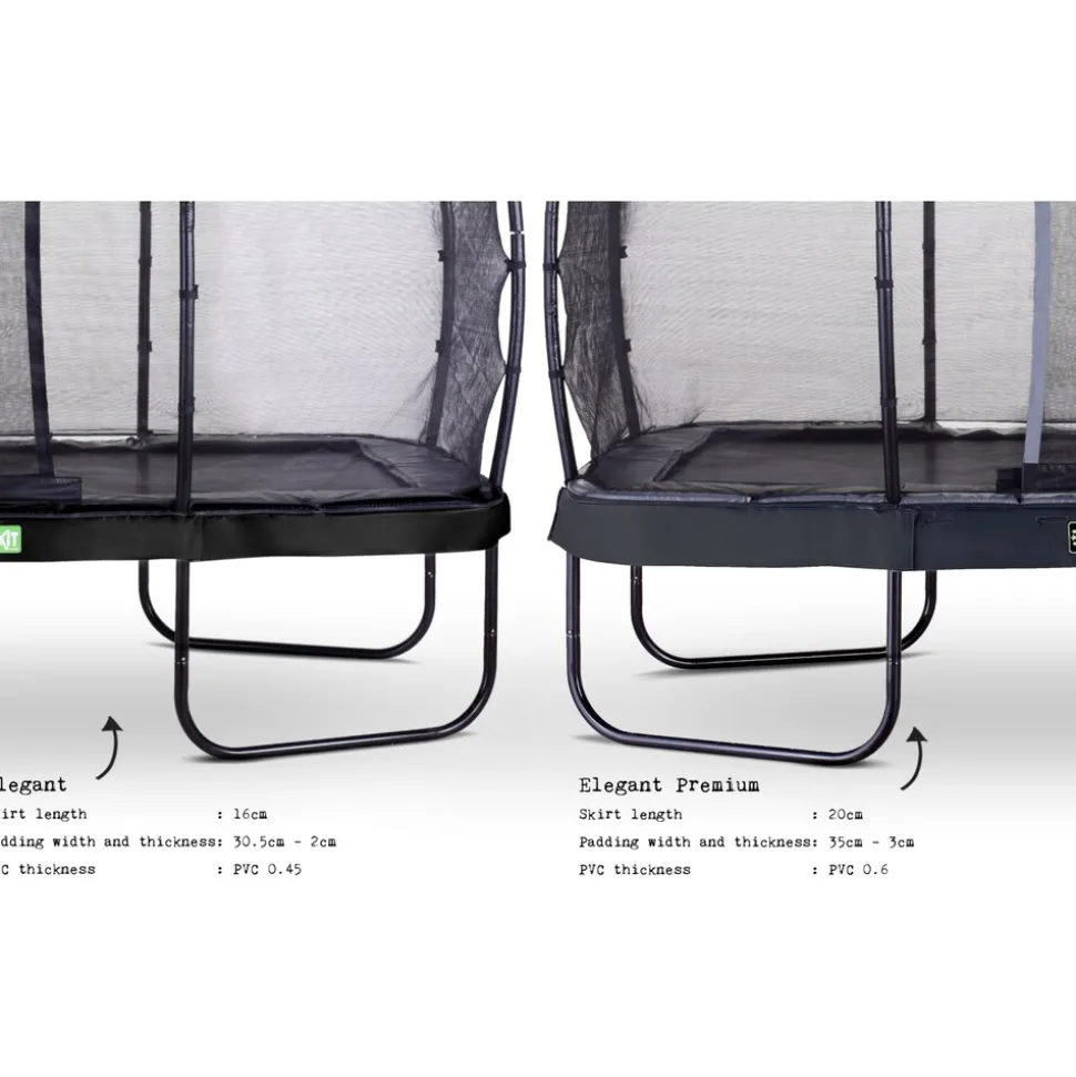 EXIT Elegant Premium Rect. 214x366 (7x12ft) + Sicherheitsnetz Deluxe RECHTECKIG schwarz