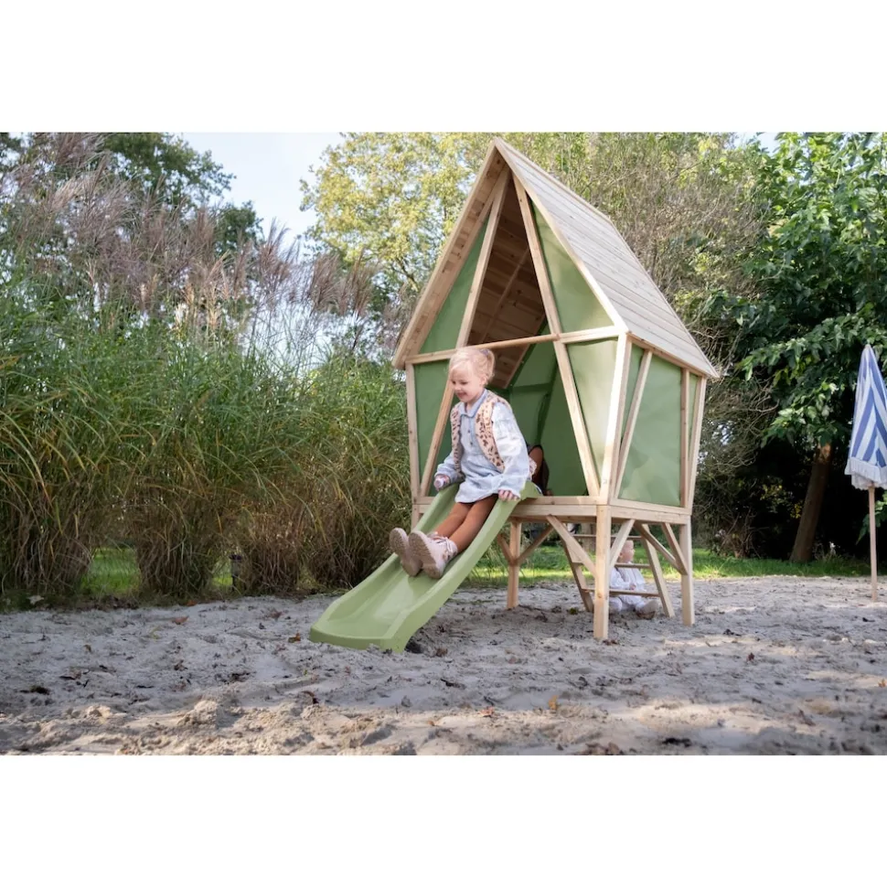 EXIT Yuki 350 Holzspielhaus mit Rutsche, Balkon und Küche