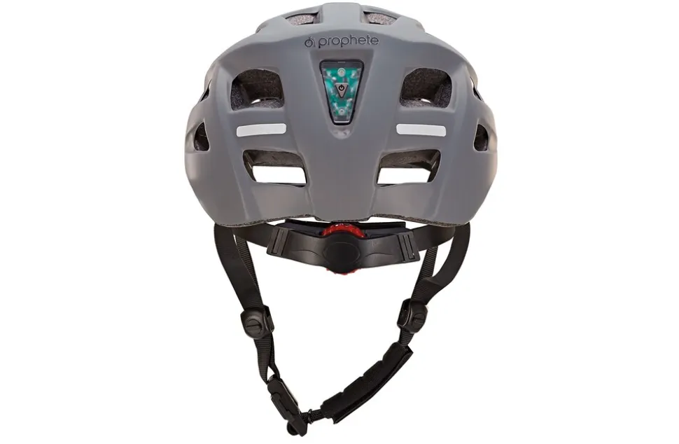 Fahrradhelm, stoßfeste Hartschaum-Innenschale,mit LED-Licht und Reflektionsstreifen, Größe: 58-61 cm, Farbe: grau