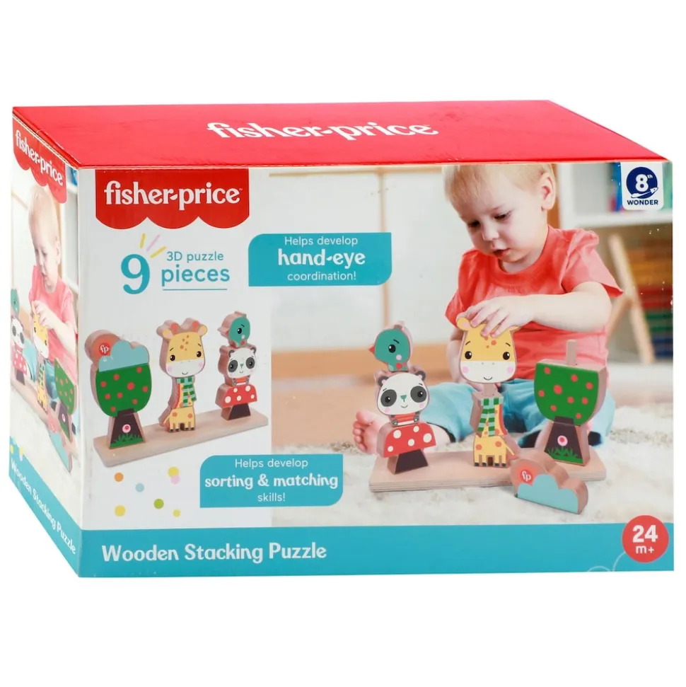 Fisher-Price - Holz-Stapelturm (9-teilig) Kinderspielzeug Kleinkinder Holz