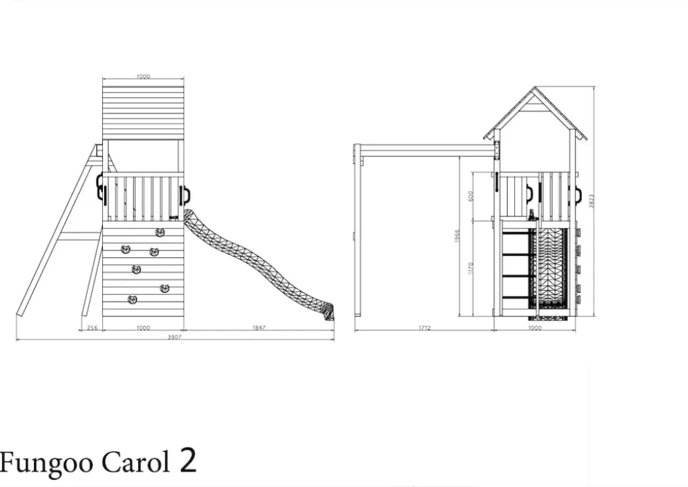 FUNGOO Spielturm CAROL2 Klettergerüst mit Schaukel u. Rutsche in versch. Farben