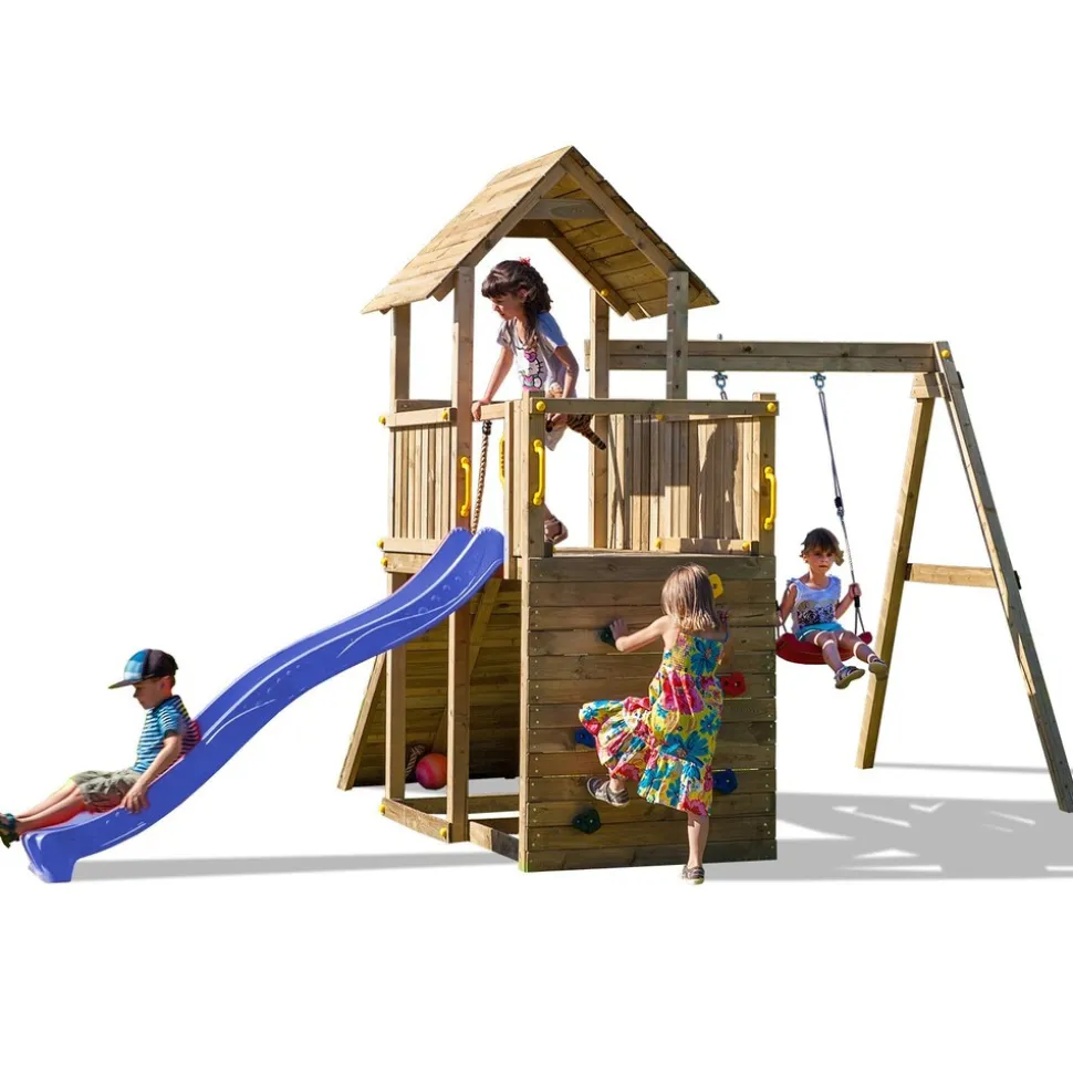 FUNGOO Spielturm CAROL3 Klettergerüst mit Schaukel u. Rutsche in versch. Farben