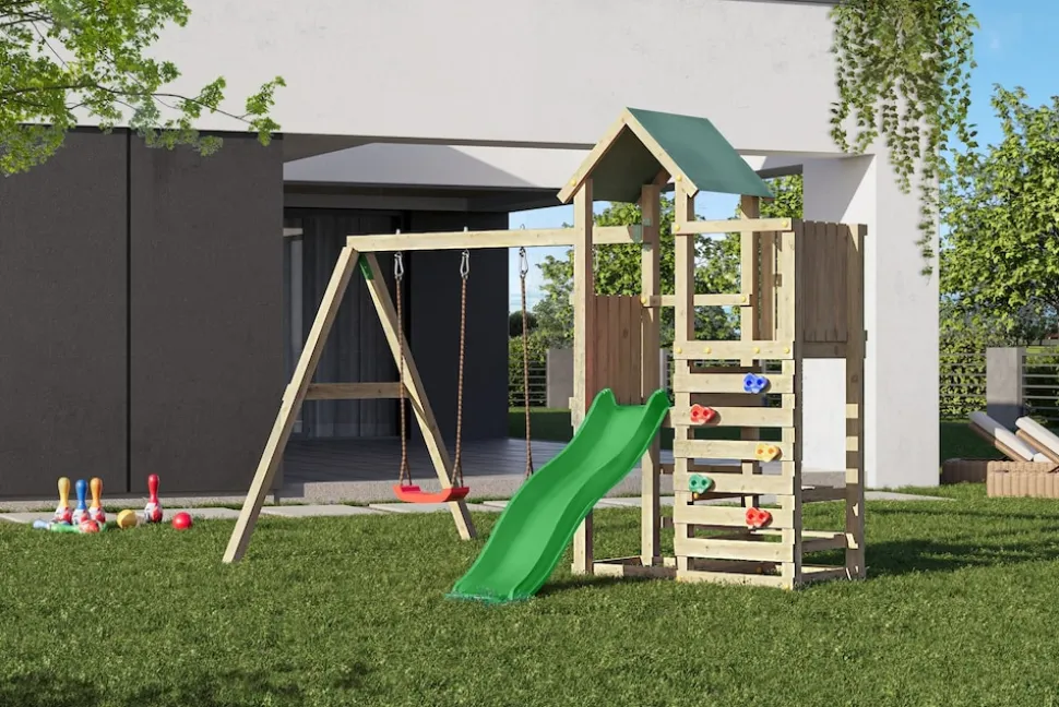 FUNGOO Spielturm Klettergerüst Chester mit Schaukel & Rutsche