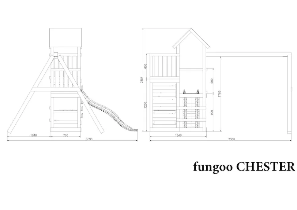 FUNGOO Spielturm Klettergerüst Chester mit Schaukel & Rutsche