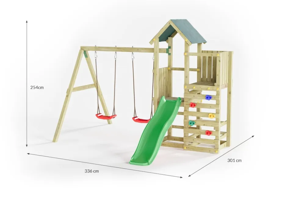 FUNGOO Spielturm Klettergerüst Chester mit Schaukel & Rutsche