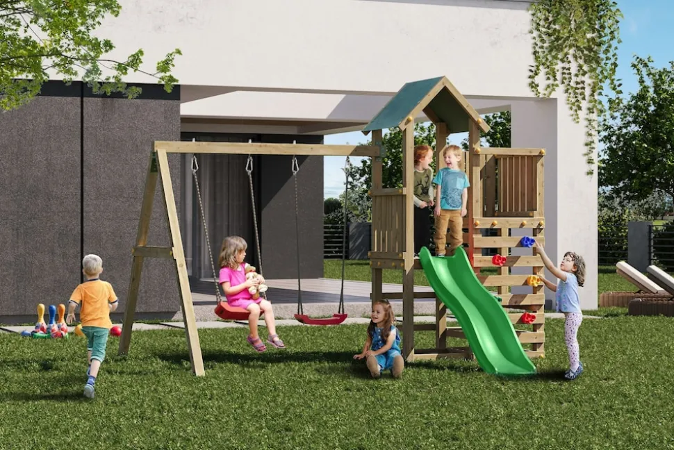 FUNGOO Spielturm Klettergerüst Chester mit Schaukel & Rutsche
