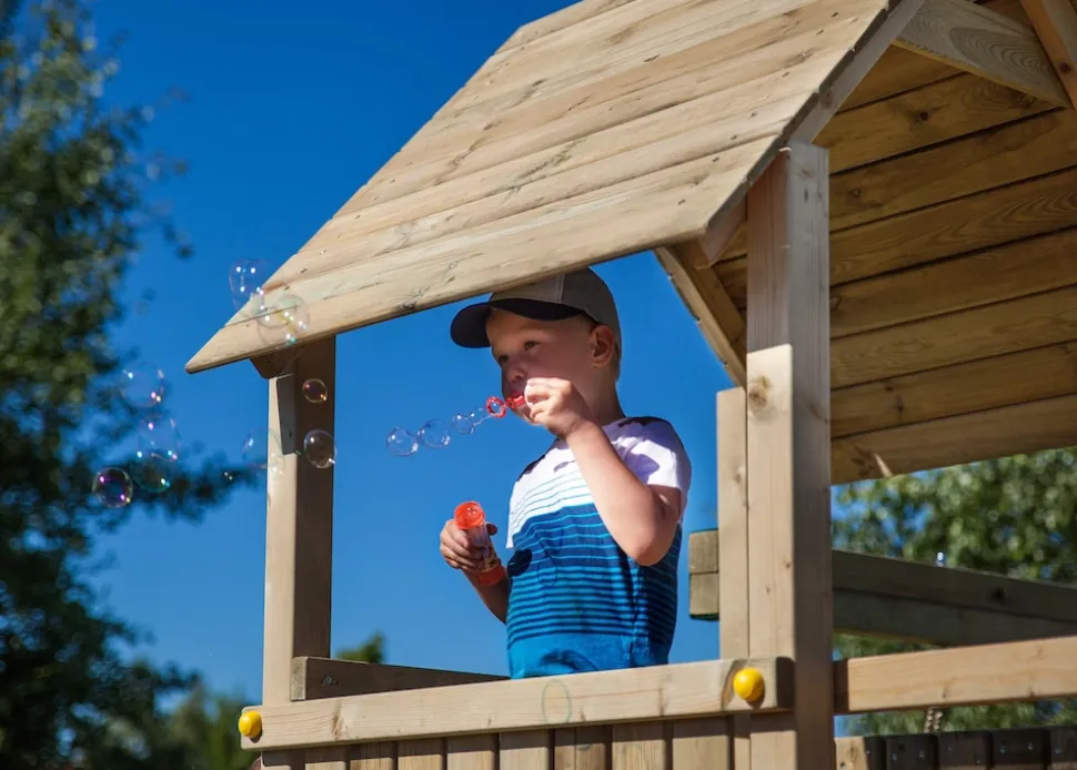 FUNGOO Spielturm Klettergerüst CAROL1 mit Rutsche und Kletterwand