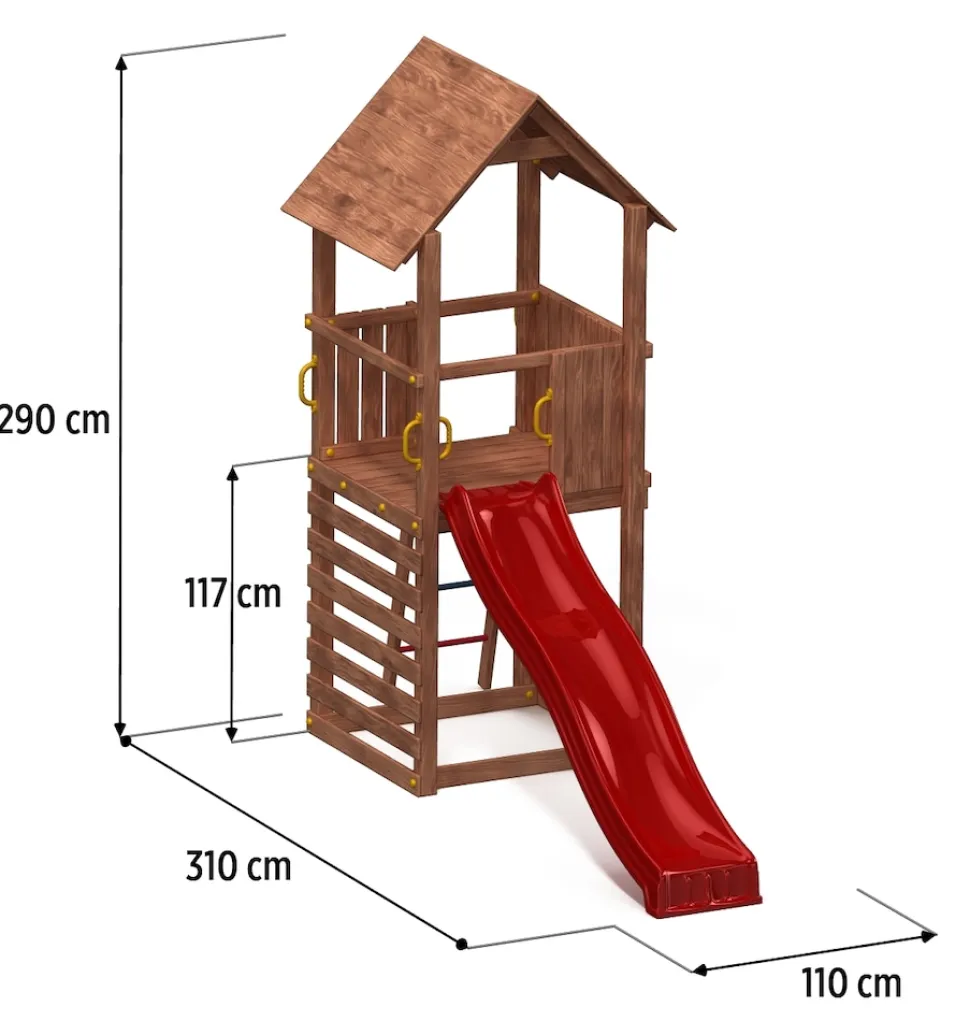FUNGOO Spielturm Klettergerüst CAROL1 mit Rutsche und Kletterwand