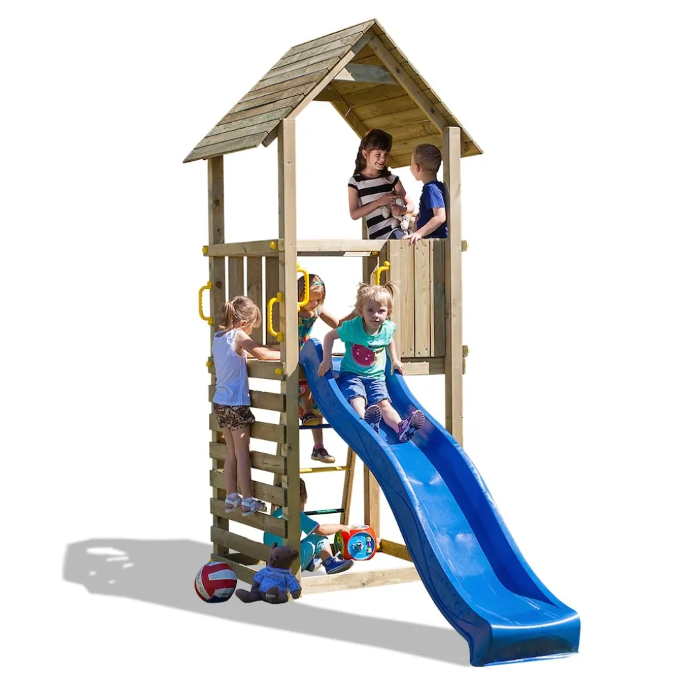 FUNGOO Spielturm Klettergerüst CAROL1 mit Rutsche und Kletterwand