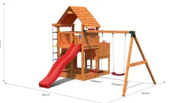 FUNGOO Spielturm Klettergerüst BIG LEADER MOVE RED