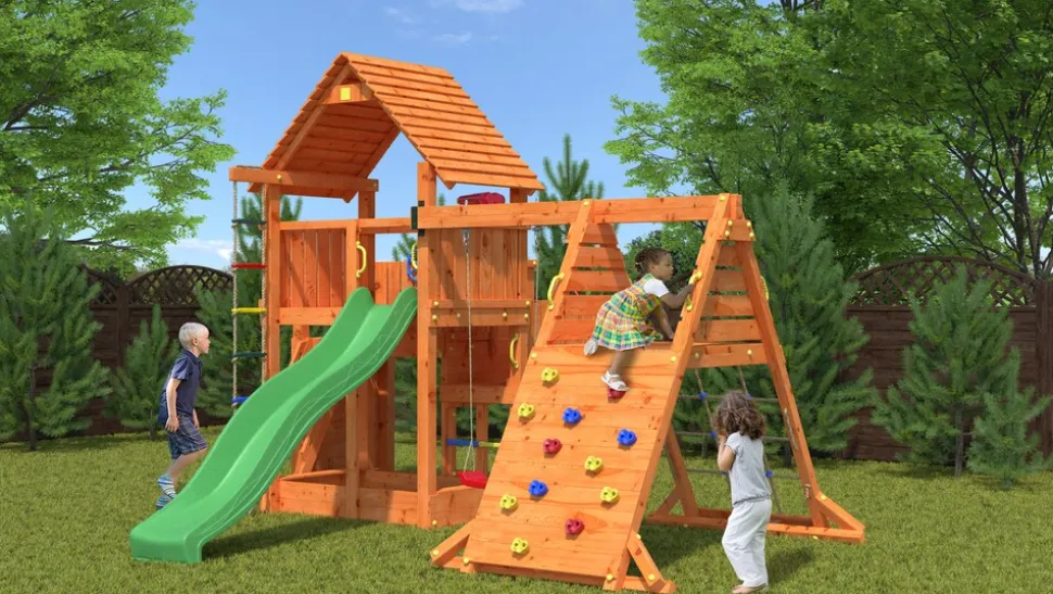 FUNGOO Spielturm Klettergerüst BIG LEADER SPIDER RED