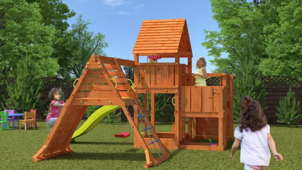 FUNGOO Spielturm Klettergerüst BIG LEADER SPIDER RED