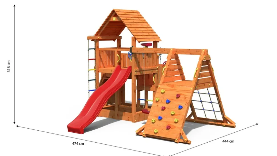 FUNGOO Spielturm Klettergerüst BIG LEADER SPIDER RED