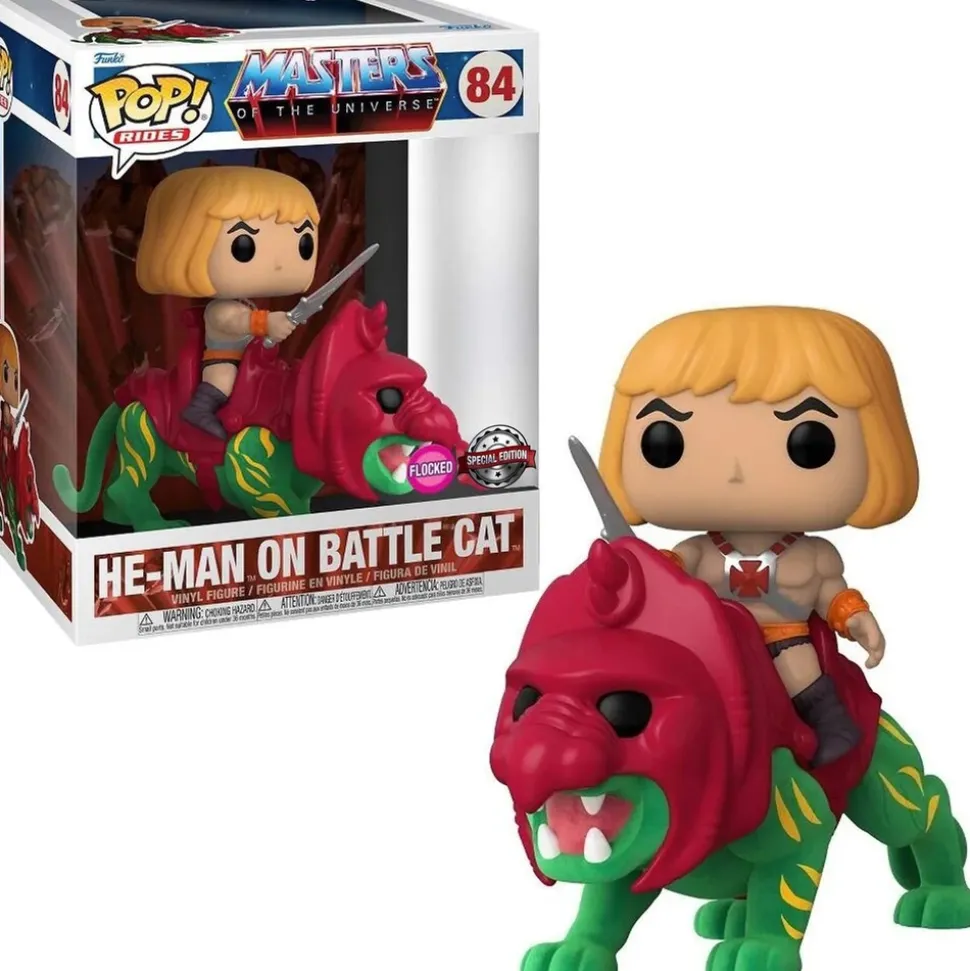 Funko POP Rides - MOTU - He-Man on Battle Cat FLOCKED