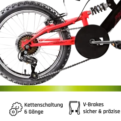 Galano FS180 Kinderfahrrad 6 Gang 18 Zoll ab 6 Jahre 115 - 130 cm Mountainbike Fully für Jungen und Mädchen MTB Fahrrad Fullybike