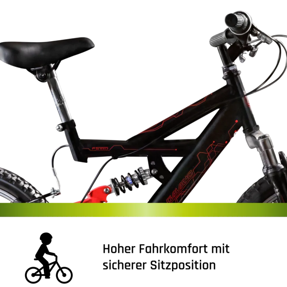 Galano FS180 Kinderfahrrad 6 Gang 18 Zoll ab 6 Jahre 115 - 130 cm Mountainbike Fully für Jungen und Mädchen MTB Fahrrad Fullybike