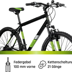 Galano GA260 26 Zoll Mountainbike 160 - 185 cm MTB Hardtail Fahrrad 21 Gänge V-Brakes Jugendliche unisex