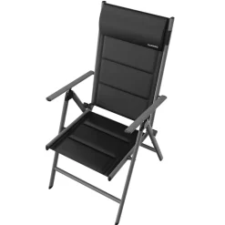 GARMIO® Gartenstuhl Balkonstuhl FLORENZ schwarz, 7-fach verstellbar, klappbar, inkl. Nackenkissen, für Terrasse