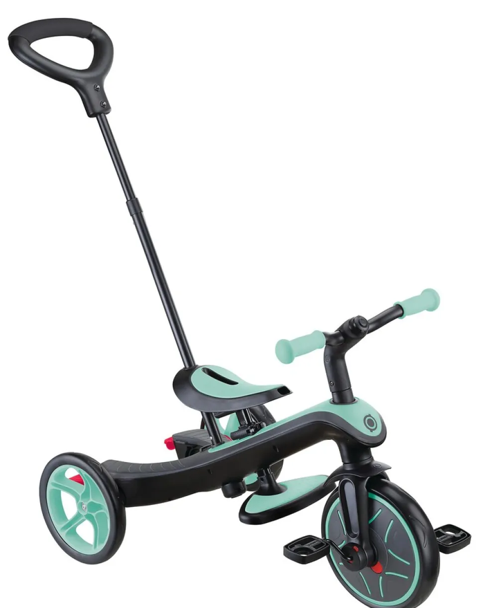 GLOBBER EXPLORER TRIKE 4in1 – Kinderwagen, Dreirad und Laufrad, 10/8,5 Zoll, TPR-Sitz, höhenverstellbar, mint