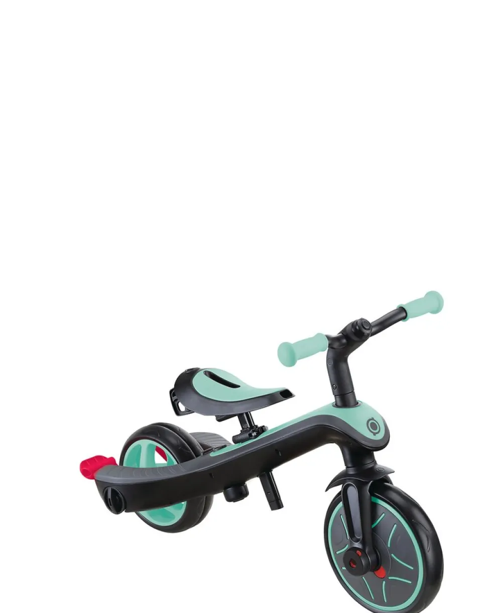 GLOBBER EXPLORER TRIKE 4in1 – Kinderwagen, Dreirad und Laufrad, 10/8,5 Zoll, TPR-Sitz, höhenverstellbar, mint