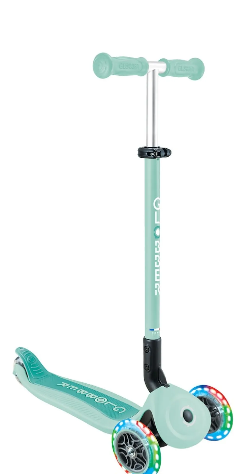 GLOBBER GO-UP ACTIVE LIGHTS – 3 in 1 Dreirad, Laufrad und Scooter, 120/80 mm, 3-rädrig, höhenverstellbar, mint