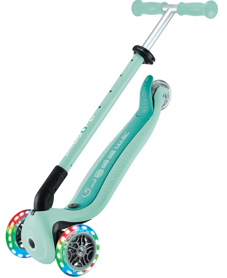 GLOBBER GO-UP ACTIVE LIGHTS – 3 in 1 Dreirad, Laufrad und Scooter, 120/80 mm, 3-rädrig, höhenverstellbar, mint