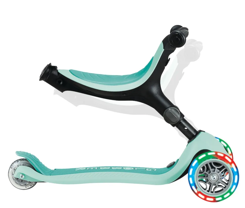 GLOBBER GO-UP ACTIVE LIGHTS – 3 in 1 Dreirad, Laufrad und Scooter, 120/80 mm, 3-rädrig, höhenverstellbar, mint