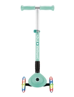 GLOBBER JUNIOR FOLDABLE LIGHTS – Tretroller, 120/80 mm, ABEC 9, 3-rädrig, LED-Leuchtrollen, mint