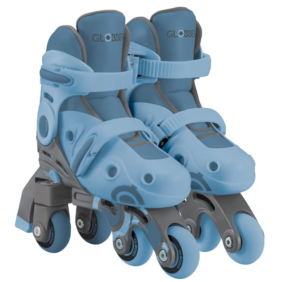 GLOBBER LEARNING SKATES 2in1 – Inline- und Quad-Skates Kinder, verstellbar Gr.26-29, ABEC 9, Rollengröße 48x24 mm, blau