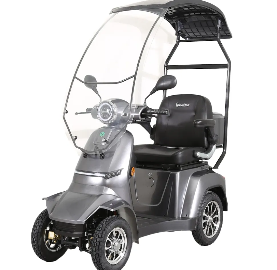 GreenStreet Elektromobil E-Mover Deluxe 1000 W 20 km/h dunkelgrau inkl. Topcase und Dach