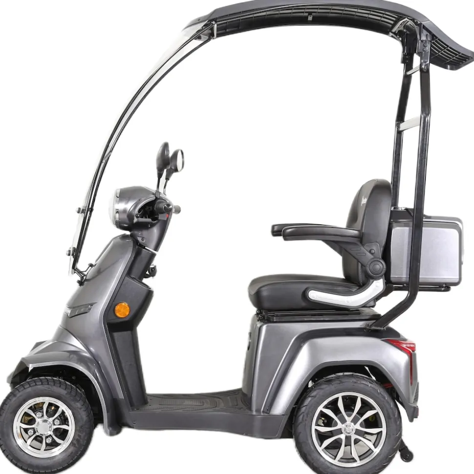 GreenStreet Elektromobil E-Mover Deluxe 1000 W 20 km/h dunkelgrau inkl. Topcase und Dach