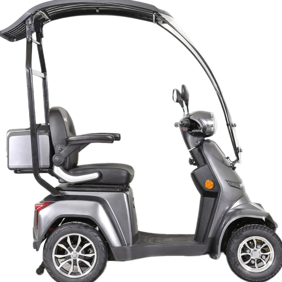 GreenStreet Elektromobil E-Mover Deluxe 1000 W 20 km/h dunkelgrau inkl. Topcase und Dach