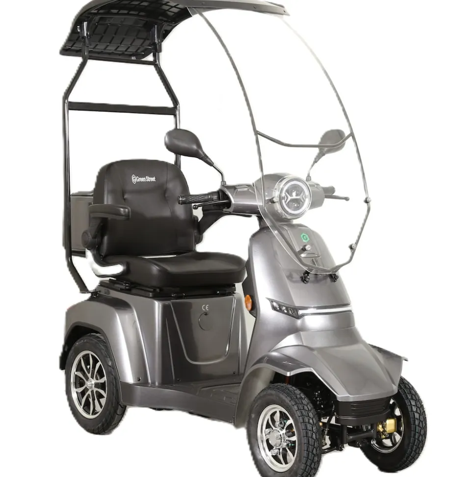 GreenStreet Elektromobil E-Mover Deluxe 1000 W 20 km/h dunkelgrau inkl. Topcase und Dach