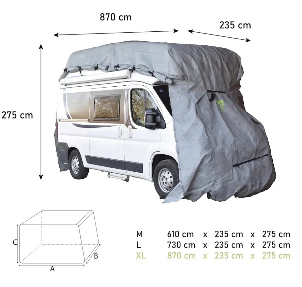 GreenYard Wohnmobil Schutzhülle Größe XL 870 x 235 x 275 cm Schutzhaube Ganzgarage Garage Abdeckplane Campingmobil
