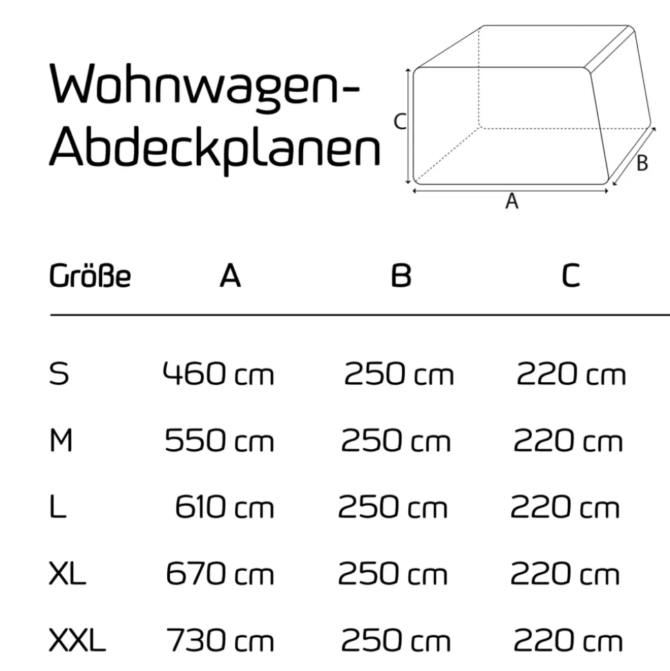GreenYard Wohnwagen Abdeckplane mit Reflektoren Größe XXL | 730 x 250 x 220 cm