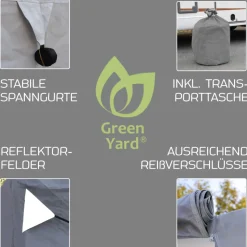 GreenYard Wohnwagen Abdeckplane mit Reflektoren Größe XXL | 730 x 250 x 220 cm