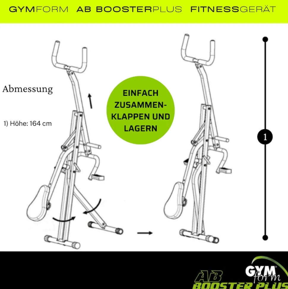 Gymform® Fitnessgerät für Zuhause klappbar - Trainingsgerät Ab Booster Plus