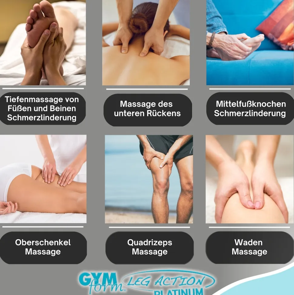 Gymform® Shiatsu Fußmassagegerät und Beinmassagegerät Leg Action Platinum