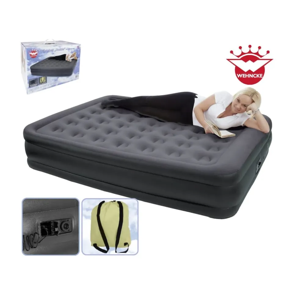 Happy People - Gästebett - Double (203x157x47cm) mit integrierter Elektropumpe Luftbett Camping Matratze