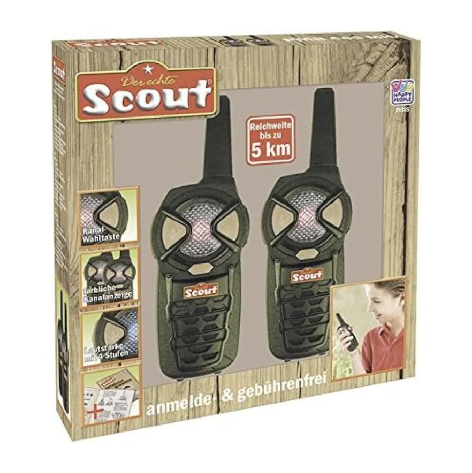 Happy People 19385 - SCOUT Walkie Talkie Funkgerät für Kinder 5km Reichweite 6 Kanäle