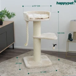 HAPPYPET Kratzbaum große Katzen 18 cm Stämme Katzenbaum 120 cm | Creme