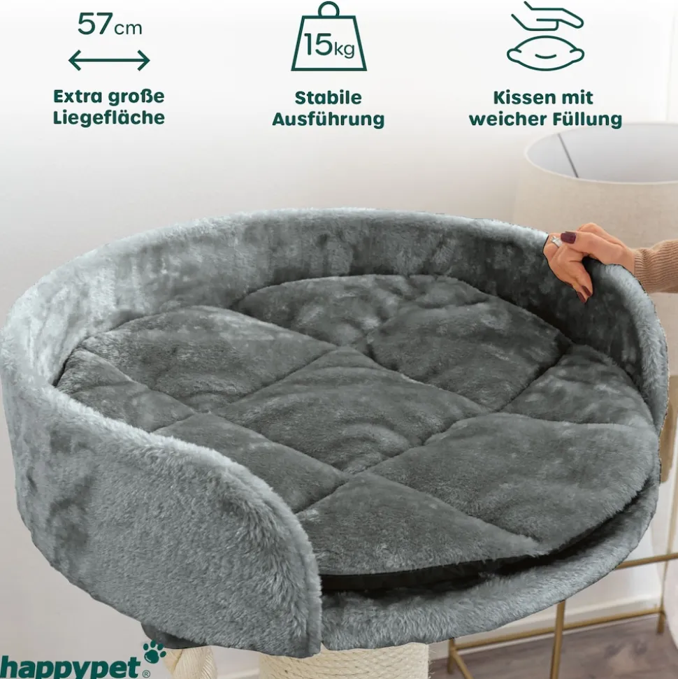 HAPPYPET Premium Kratzbaum Stabil für große Katzen Kletterbaum 100 cm | Grau BASIC