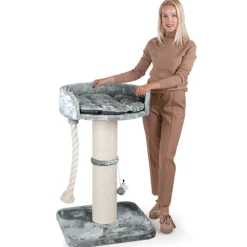 HAPPYPET Premium Kratzbaum Stabil für große Katzen Kletterbaum 100 cm | Grau BASIC