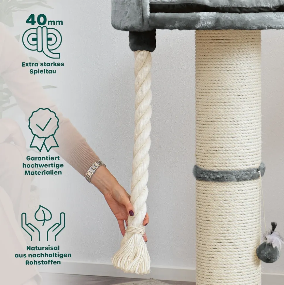 HAPPYPET Premium Kratzbaum Stabil für große Katzen Kletterbaum 100 cm | Grau BASIC