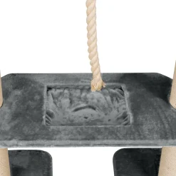 HAPPYPET XXL Kratzbaum-Landschaft für große Katzen - 2-in-1 Aktivitäts- und Sisal-Paradies mit Deckenspanner 280cm hoch | Premium Plüsch | Grau