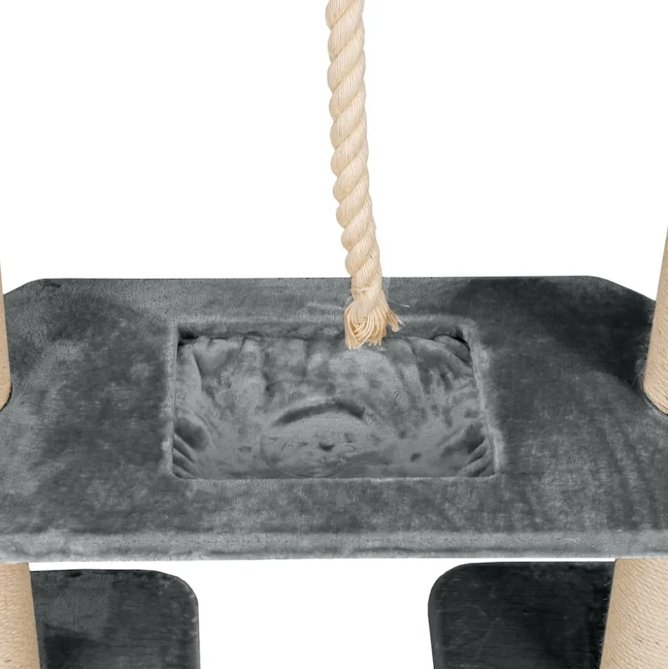HAPPYPET XXL Kratzbaum-Landschaft für große Katzen - 2-in-1 Aktivitäts- und Sisal-Paradies mit Deckenspanner 280cm hoch | Premium Plüsch | Grau